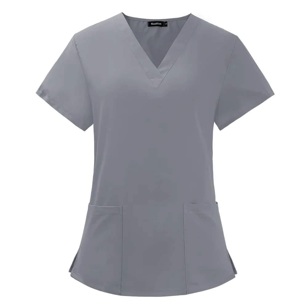 Schoonheidssalon Uniform Elastische Ademende Spandex Verpleegkundige Accessoires Mode Slim Fit Tops Zomer Lab Overalls Scrub Kleding Vrouwen