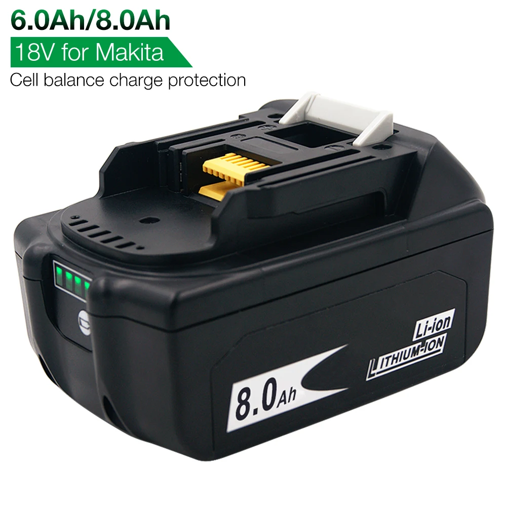 Newest Version BL1860 BL1880 18V 6000mAh 8000mAh Li-ion Power Tool Rechargeable Battery for Makita BL1830 BL1840 BL1850 LXT400