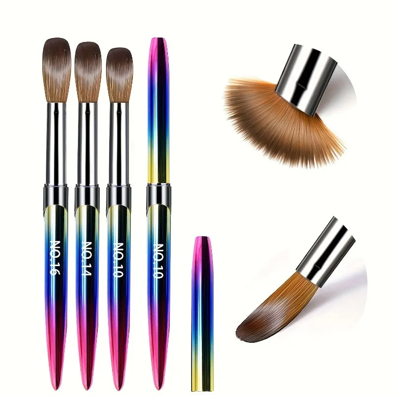 ชุดแปรงทาเล็บก้านโลหะไล่โทนสีคุณภาพระดับพรีเมียม 4 ชิ้น - ด้ามจับตามหลักสรีรศาสตร์ - การออกแบบปั๊มโลหะผสม