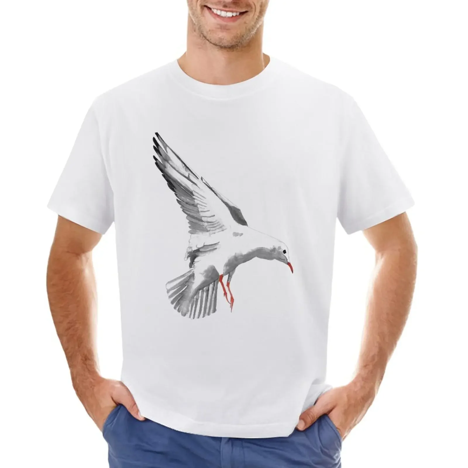 Seagull, watercolor, white, animal, bird, birds, seagull, animals T-Shirt quick-drying blacks customizeds mens t shirt graphic