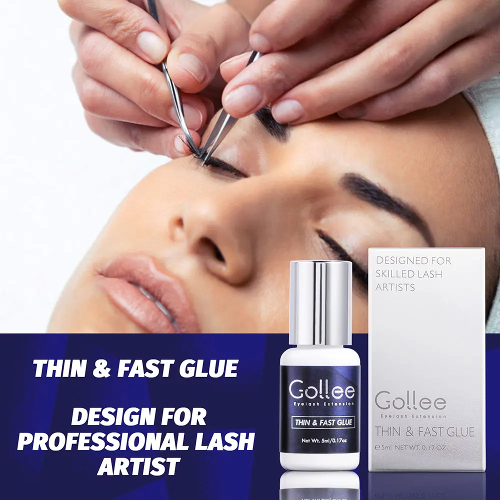 Gollee Glue for Eyelash Extensions 1s Fast Drying 5ml Bonder Glue Lasting false Lash Extension Supplies Profession Makeup tools