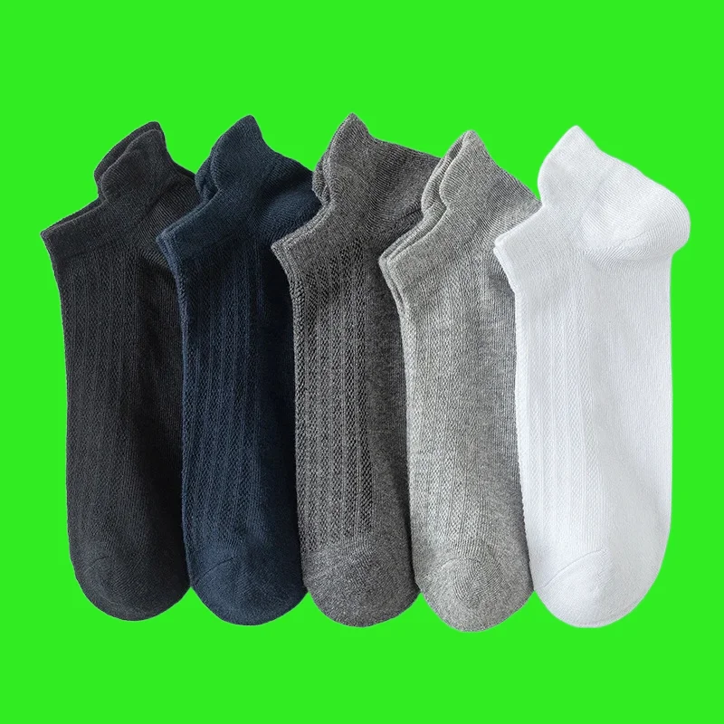 5/10 Pairs Mesh Thin Breathable Cotton Boat Socks Men's Low-top Sports Sweat-absorbent Socks Men's Plus Size New Summer Socks