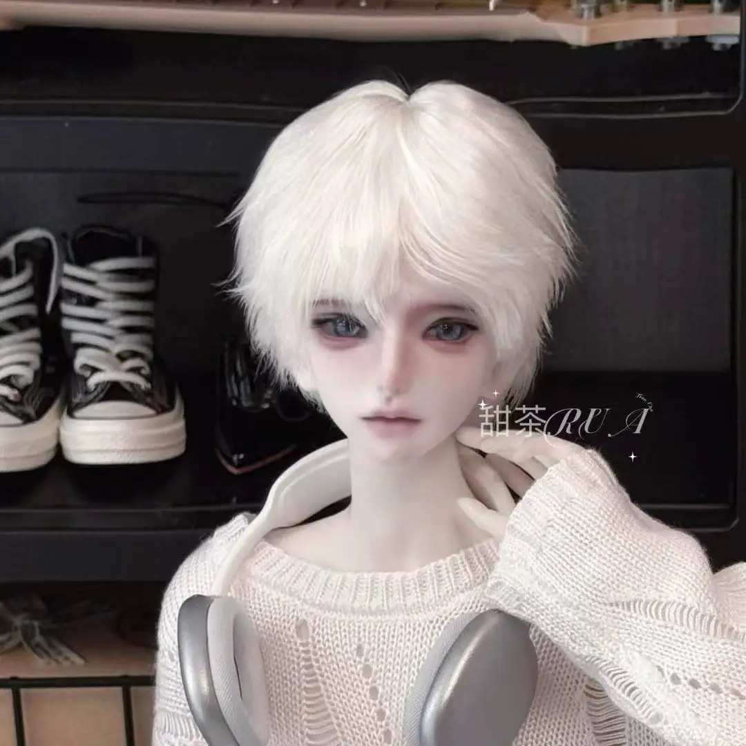 Bjd Male Doll Wig High Temperature Silk 1/3 1/4 1/6 White Wig Elastic Mesh No Styling Trimmable Bjd Doll Accessories No Doll