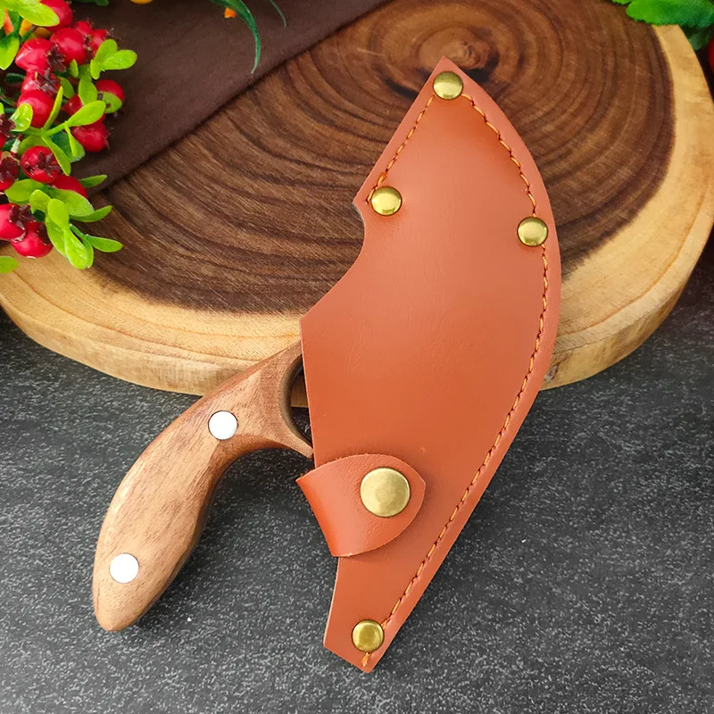 Hand-Forged Walnut Small Machete Boning Knife Sever Knife Kitchen Knife Cleaver Butchers' Knife Replaceable Blade Knife