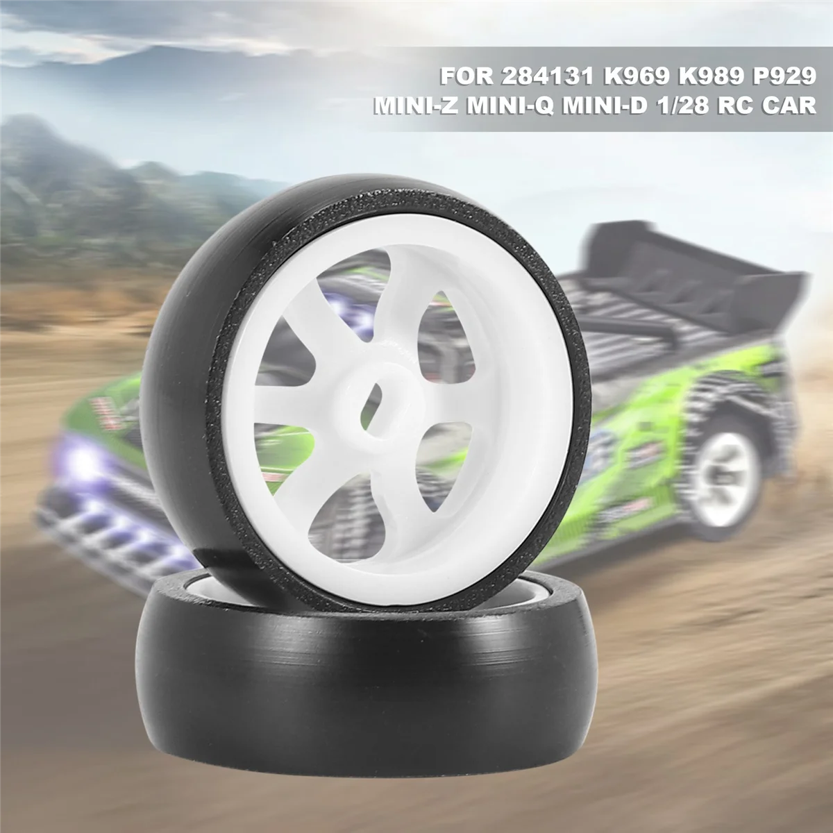 

GZMO 4Pcs Hard Plastic Drift Tire Tyre Wheel for Wltoys 284131 K969 K989 P929 Mini-Z Mini-Q Mini-D 1/28 RC Car Upgrades Parts