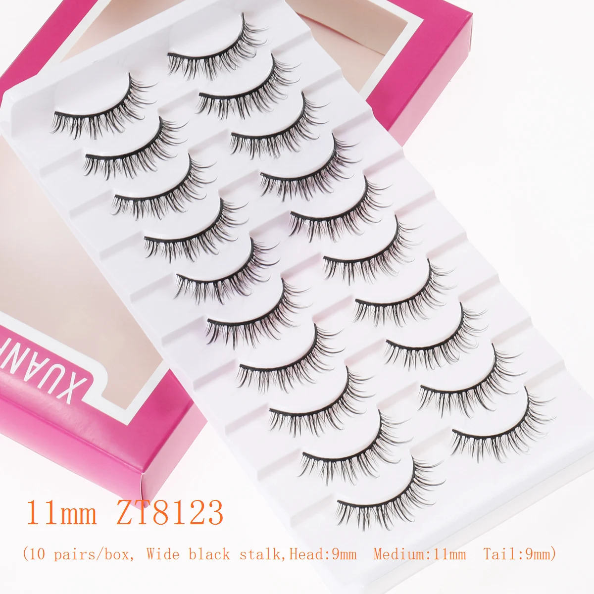 رموش Xuanfeiwu الطبيعية الواقعية المتناثرة ذات الشريط الكامل، رموش صناعية سهلة الاستخدام للمبتدئين، مكياج لتكبير العيون، رموش ذاتية التطعيم