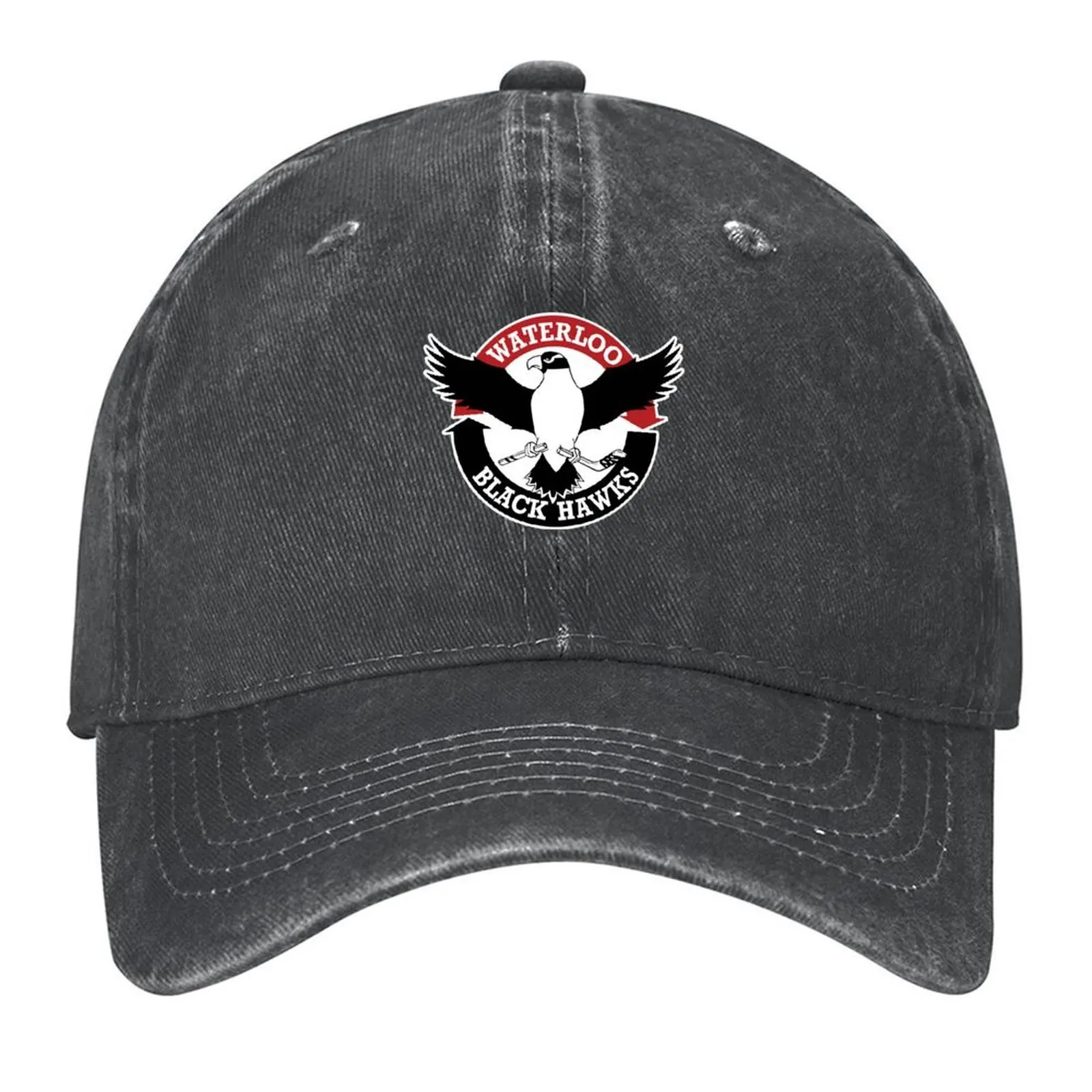 

Waterloo BlackHawks Logo Baseball Cap Winter hat hiking hat Custom Cap hats on offer Golf Men Women's