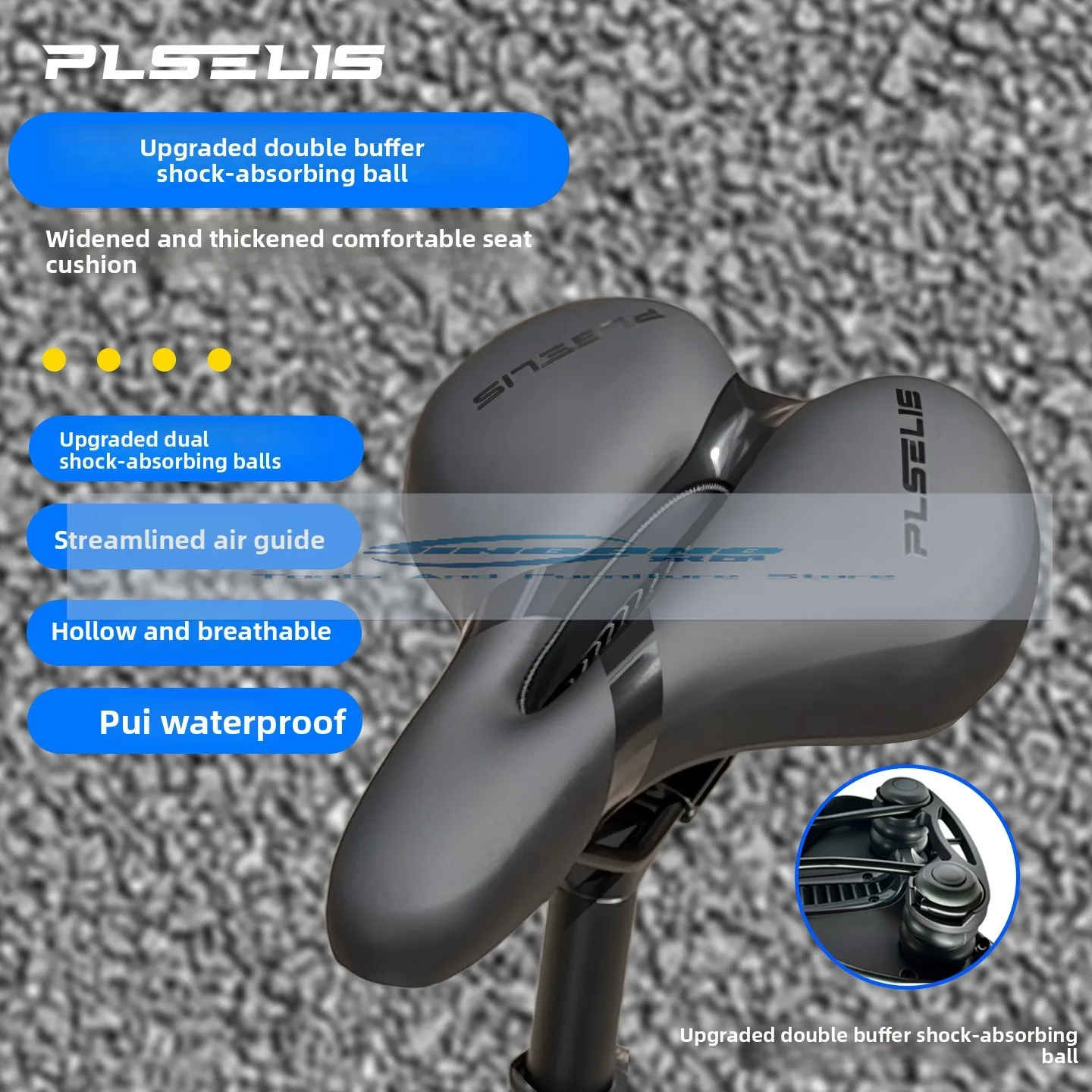 

Pusley bicycle seat cushion is hollow and breathable, enlarged, widened and thickened, and doubly soft.