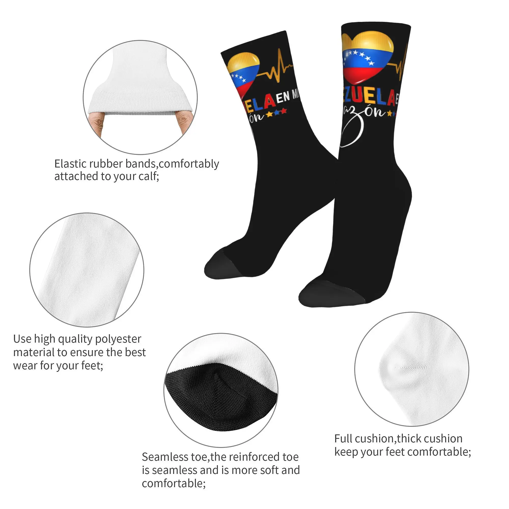 Chaussettes flexibles pour hommes et femmes, sensation de Venezuela, accessoires confortables, tenue décontractée