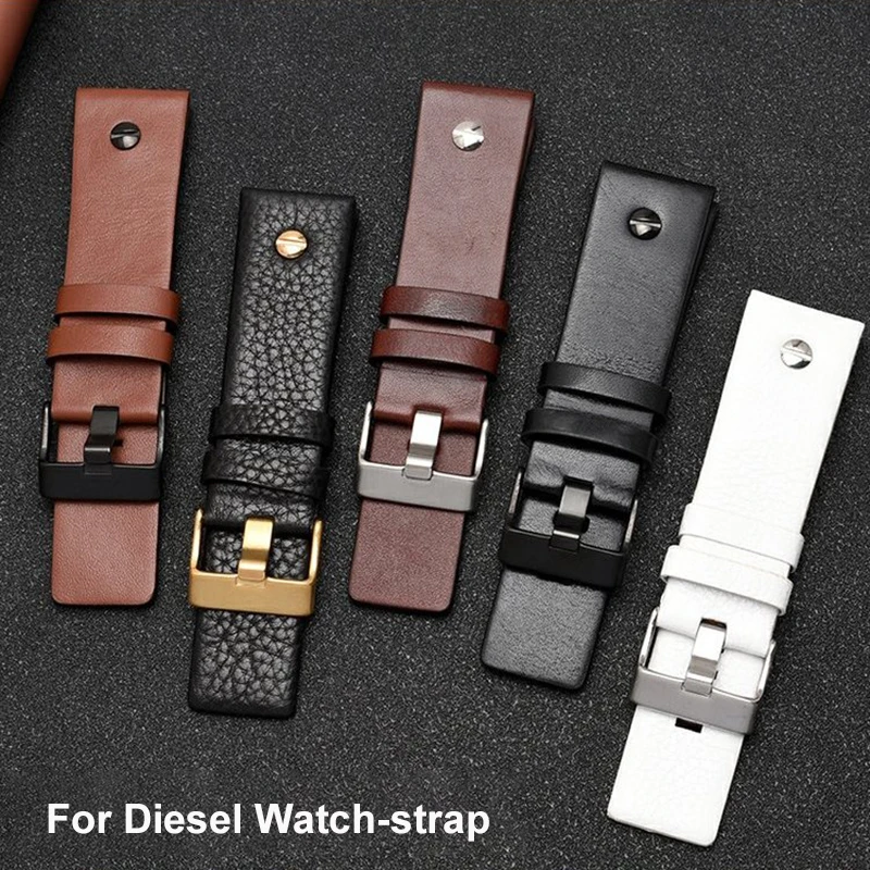 For Diesel DZ7257 1657 4323 7314 7313 7371 DZ4343 DZ7406 Leather Strap 22 24 26 27 28 30mm black brown white Men\'s watch straps