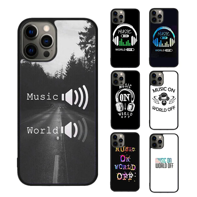 Music On World Off Phone Case For iPhone SE2020 15 16 14 13 Pro Max Coque 12 11 Pro Max 8 PLUS 7 mini mobile fundas cover