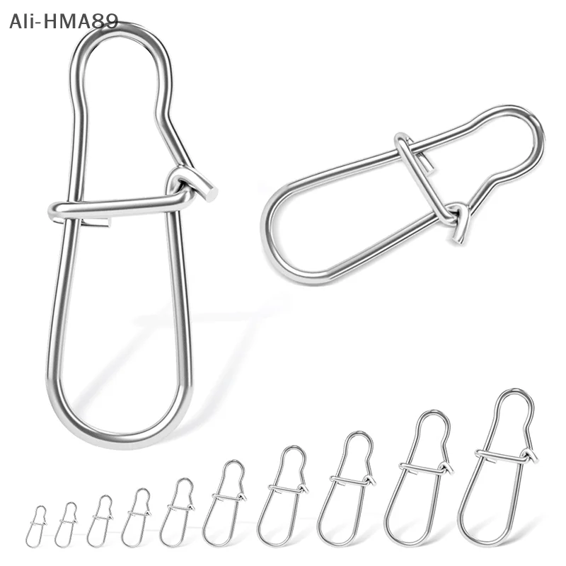 

50 Pieces Of Stainless Steel Fishing Hook Bait Connectorsolid Safety Pin Hooklock Clip Accessoriesfishing Accessories