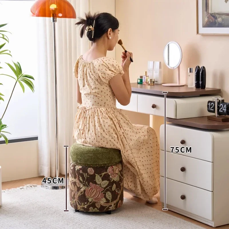 New small stool high-end Chinese retro round living room shoe changing stool home sofa low stool