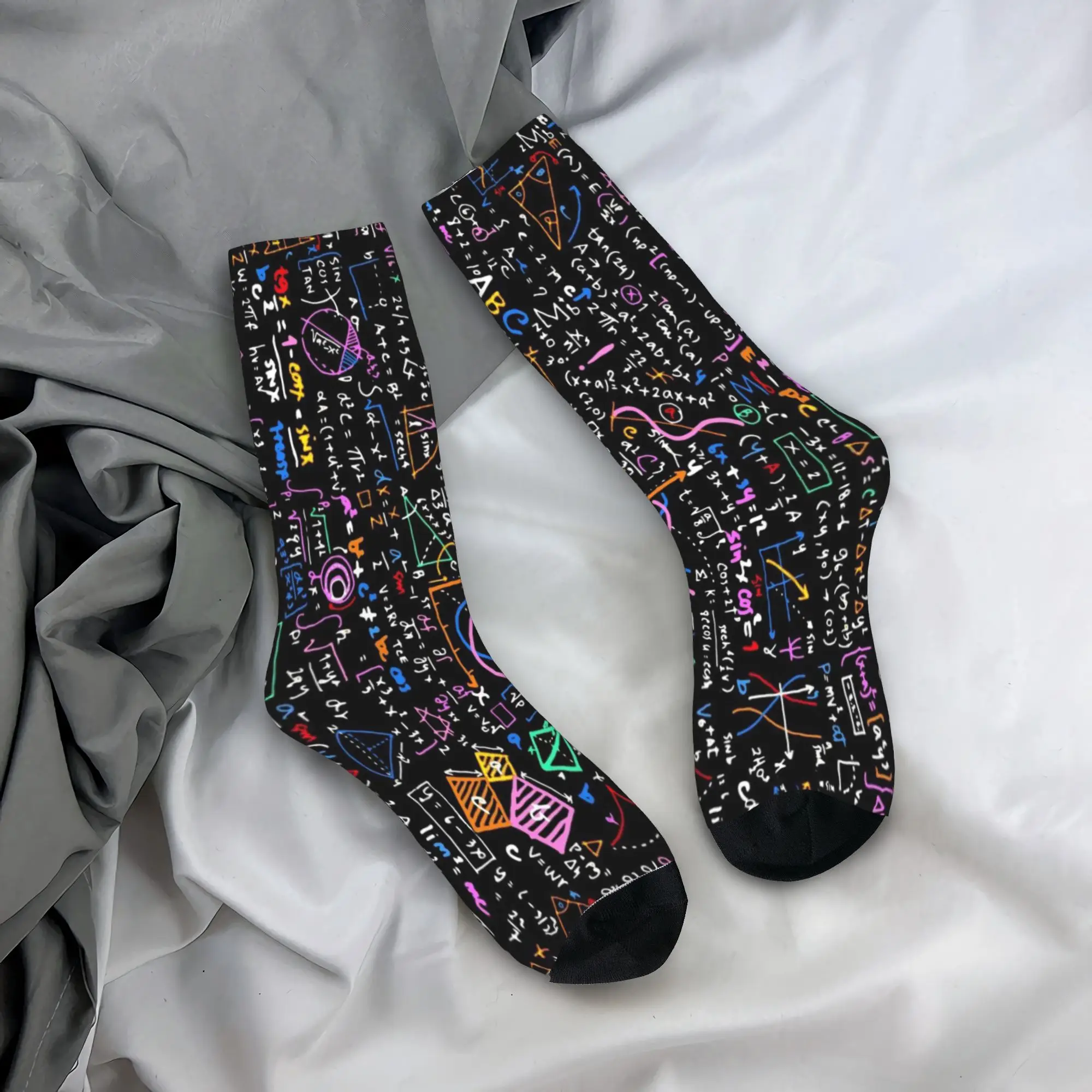 Blackboard Math Rainbow Formula Socks Autumn  Stockings Kawaii Women Men Warm Soft Socks Printed Skateboard Non Slip Socks
