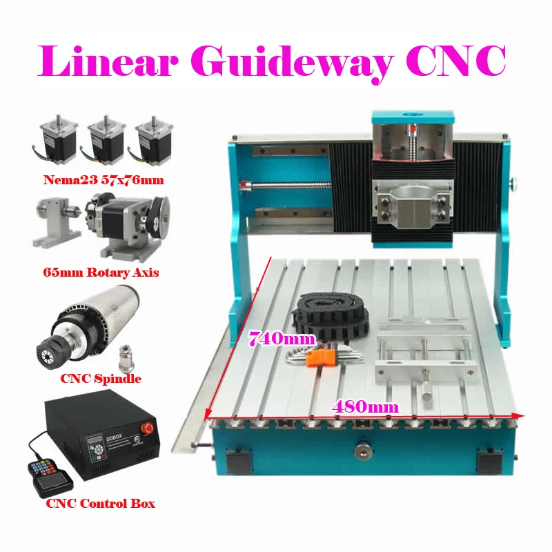 Mini CNC 6040L 3040L Linear Guideway Frame 4axis 1500W with Nema23 Motors for CNC 6040 Wood Metal Engraving Machine Router Kit