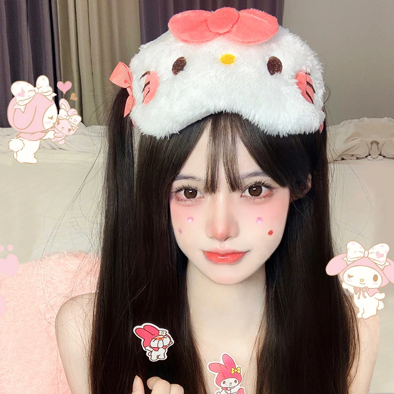 

Плюшевая маска для глаз Hello Kittys Kawaii Sanrio My Melody Cinnamoroll Студенческая девочка, милая Затемняющая игрушка для сна, рождественские подарки