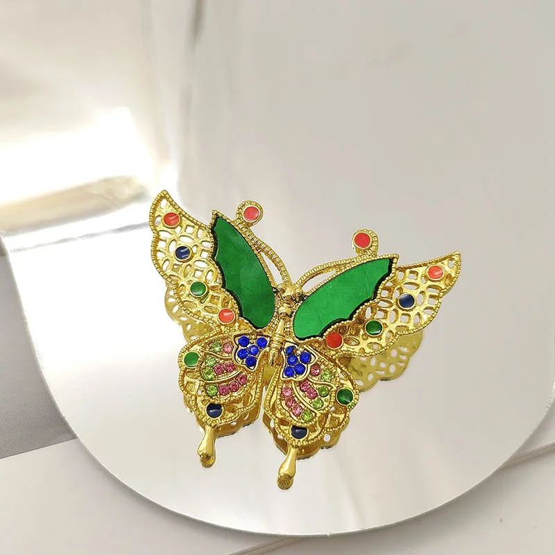 

Красочная брошь-бабочка, позолоченный и ретро-стиль, роскошная брошь в виде насекомых, инкрустированная бриллиантами, модный аксессуар-булавка