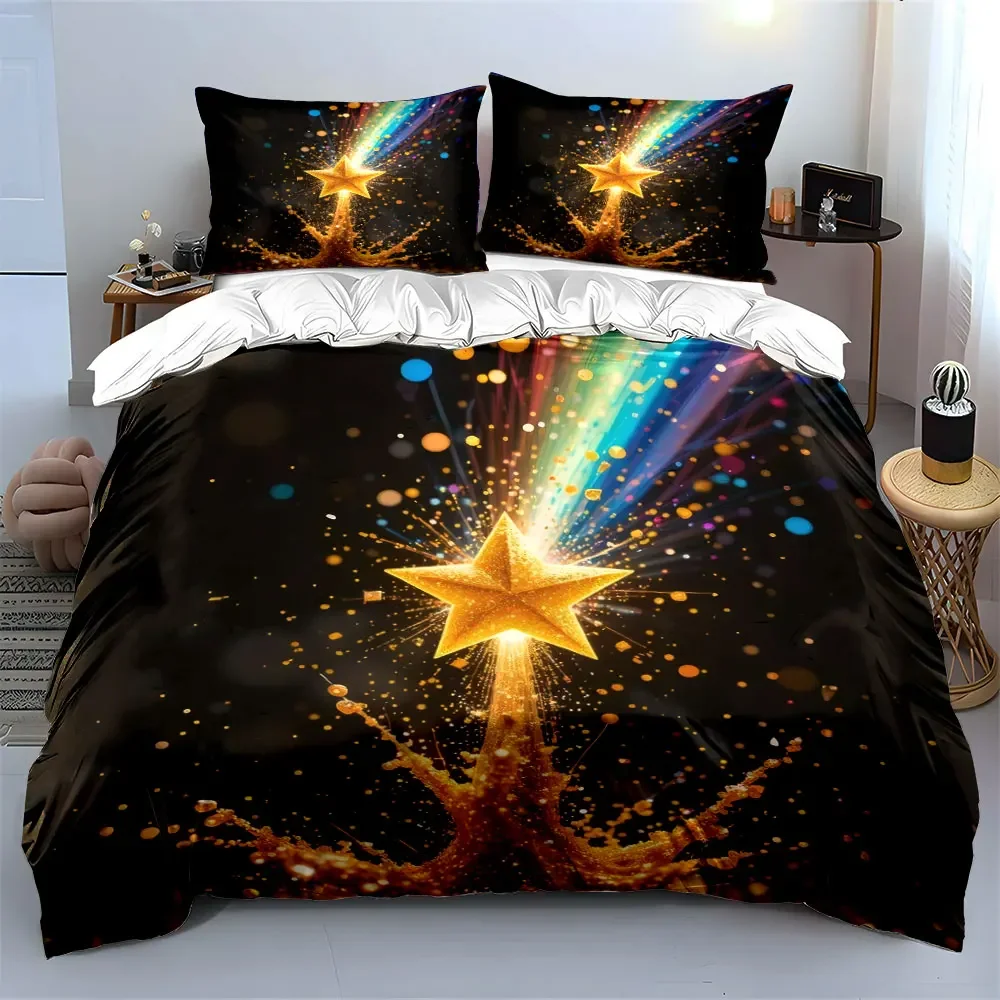 

Golden Star Decorative Set Soft Comfortable Duvet Cover Bedding Set Included 1*Duvet Cover & 2*Pillowcases, gift