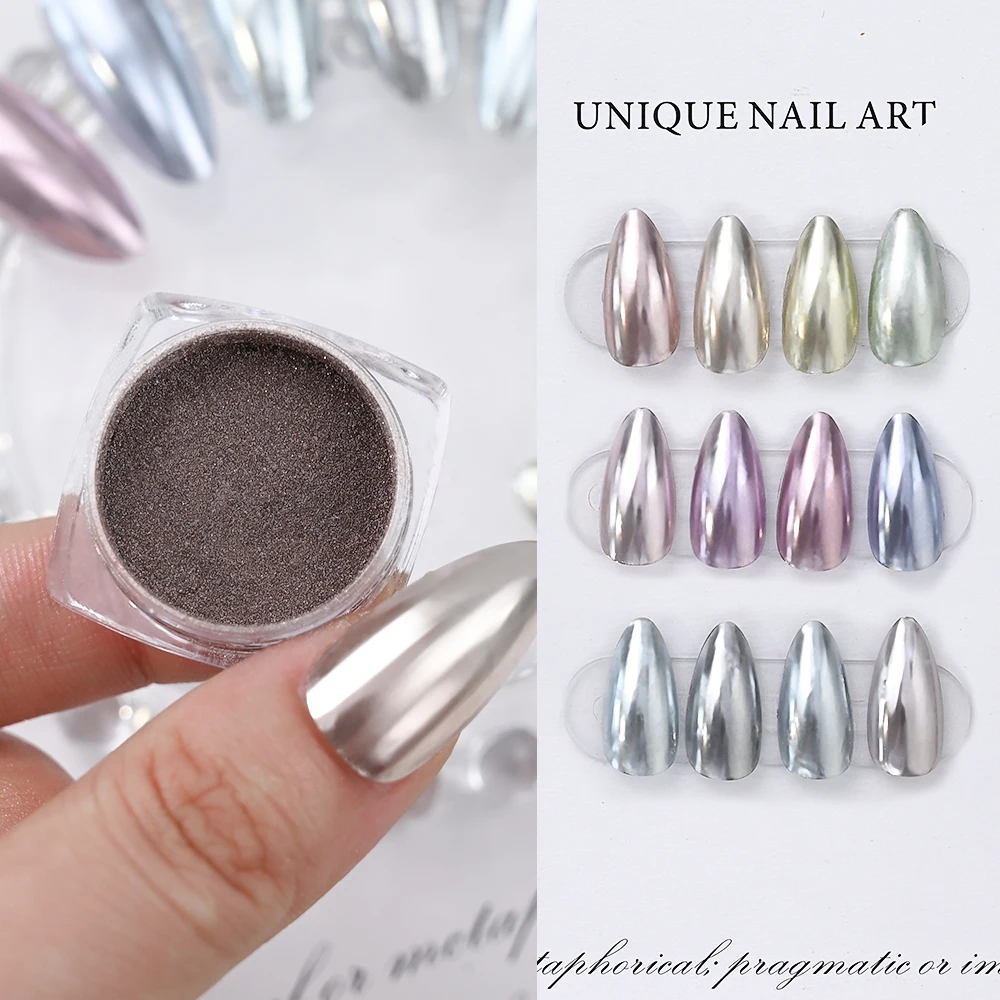 1 جرة ضوء القمر مرآة الأظافر مسحوق بريق الغبار الكروم لامع الفضة/الذهب/الأرجواني لامعة فرك الغبار مسمار UV هلام البولندية الصباغ #4