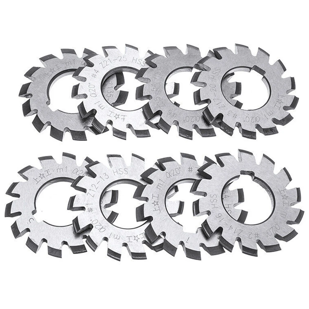 

Simplify Gear Cutting Tasks with 8pcs HSS M1 Gear Cutters Set 22mm Diameter 20 Degree Pressure Angle Reliable Performance