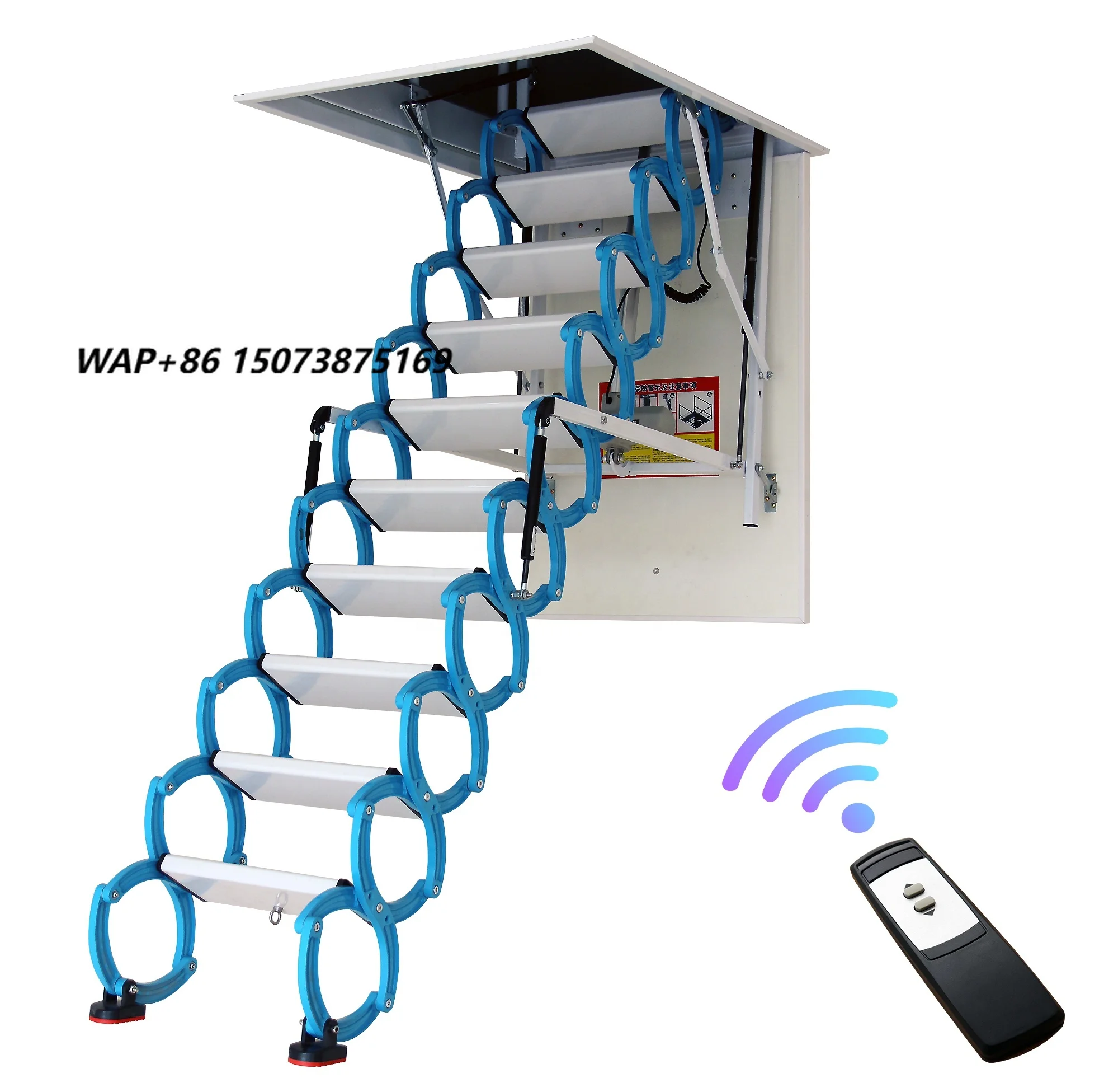 Electric Auto Sliding Ladder Indoor Titanium Alloy Attic Telescopic Stairs