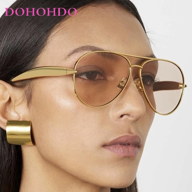 

Luxury Designer Oversized Pilot Metal Sunglasses Women Fashion Vintage Sunglasses Men Travel Female Eyewear UV400 Gafas De Sol