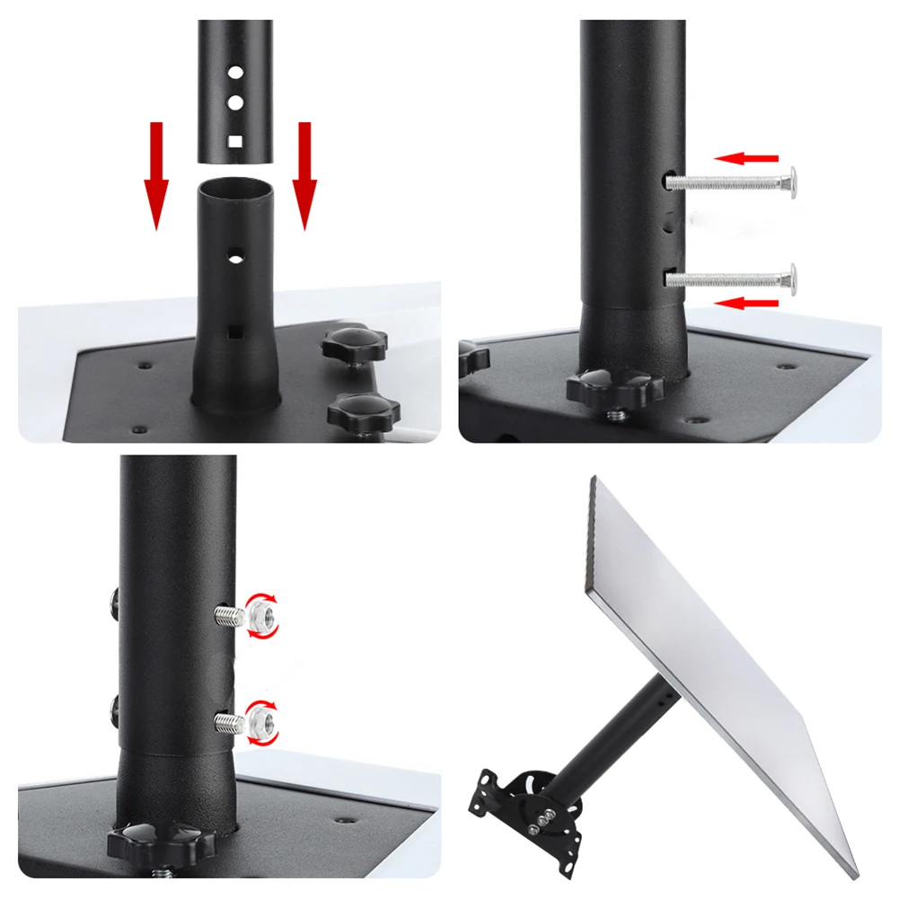 Metal Bracket Kit Adjustable Pole Mount Outdoor Use 360-Degree Rotation Expansion Screws Hassle-Free Installation For RVs