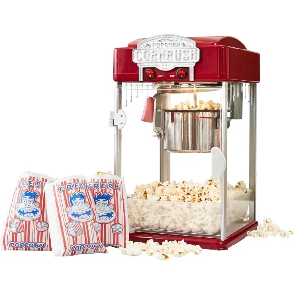 

Popcorn Popper Machine-4 OZ Vintage Professional Popcorn Maker Theater Style with Nonstick Kettle Warming Light