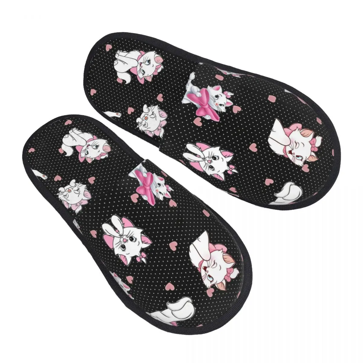 Zapatillas de espuma viscoelástica personalizadas de Marie Cat, zapatillas de casa de Anime de gato suaves y cálidas para mujer