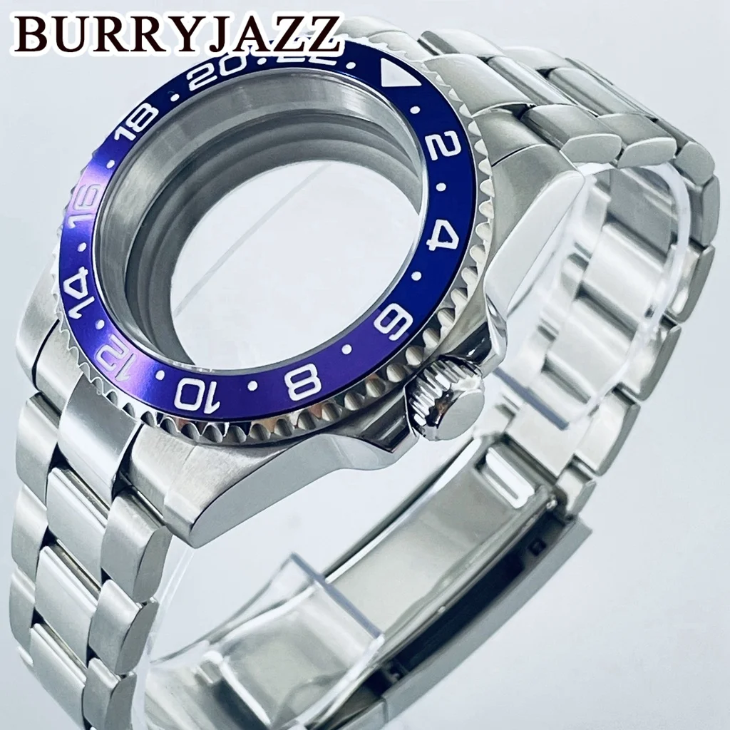 BURRYJAZZ 40mm SUB GMT Case NH35 NH36 NH34 NH38 NH70 NH72 ETA2824 PT5000 Watch Case Sapphire Glass Aluminum Bezel