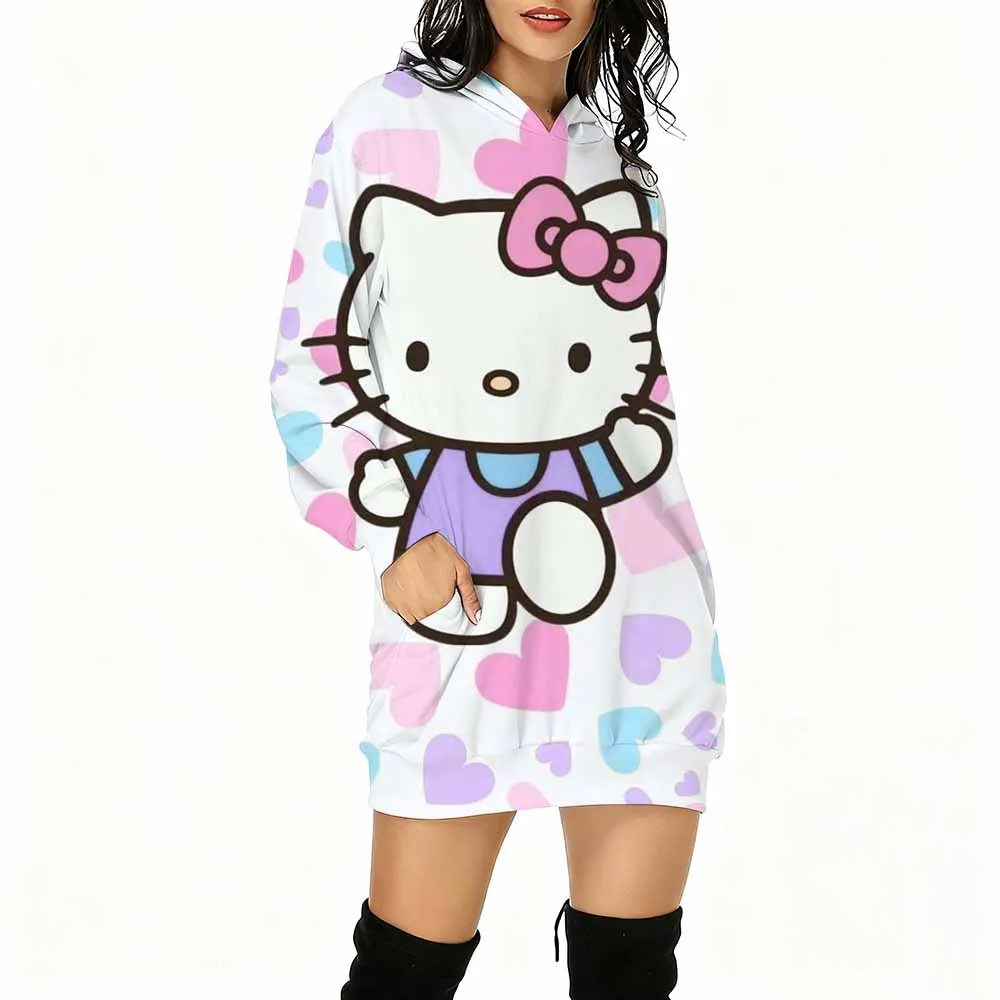 Hello Kitty Cartoon Anime damestrui lente en herfst hoodie kleding nieuwe mode paar trui topjurk