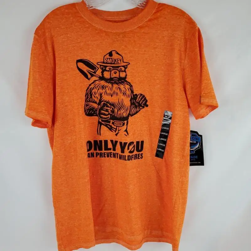NWt Smokey The Bear Orange Tshit Size L ONLY YOU CAN PREVENT FOREST FIRES T shirt