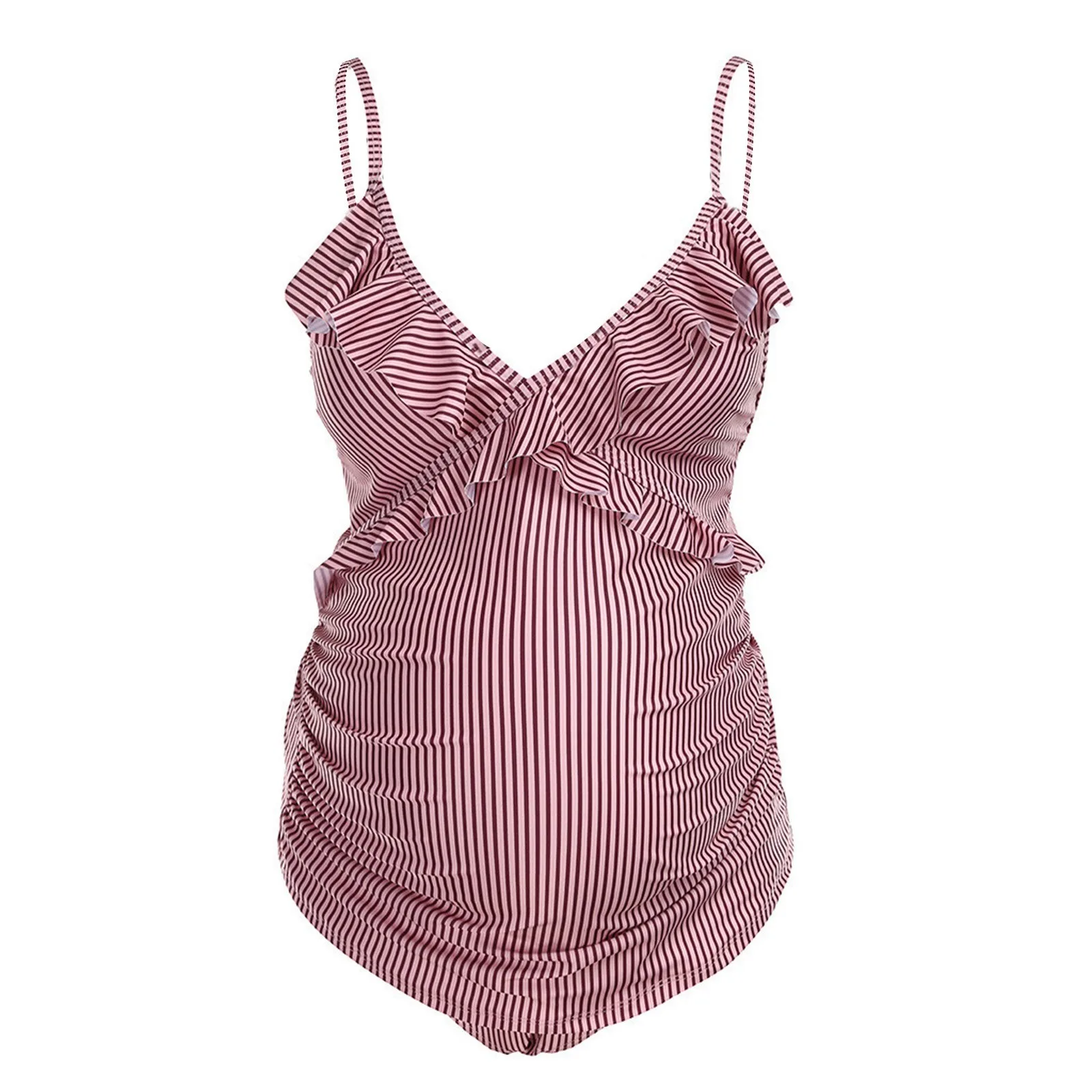 Costumi da bagno premaman da donna 2025 Nuova estate Beach Bikini Stampa a righe Costumi da bagno One Piece Gravidanza Beach Wear Costume da bagno Moda