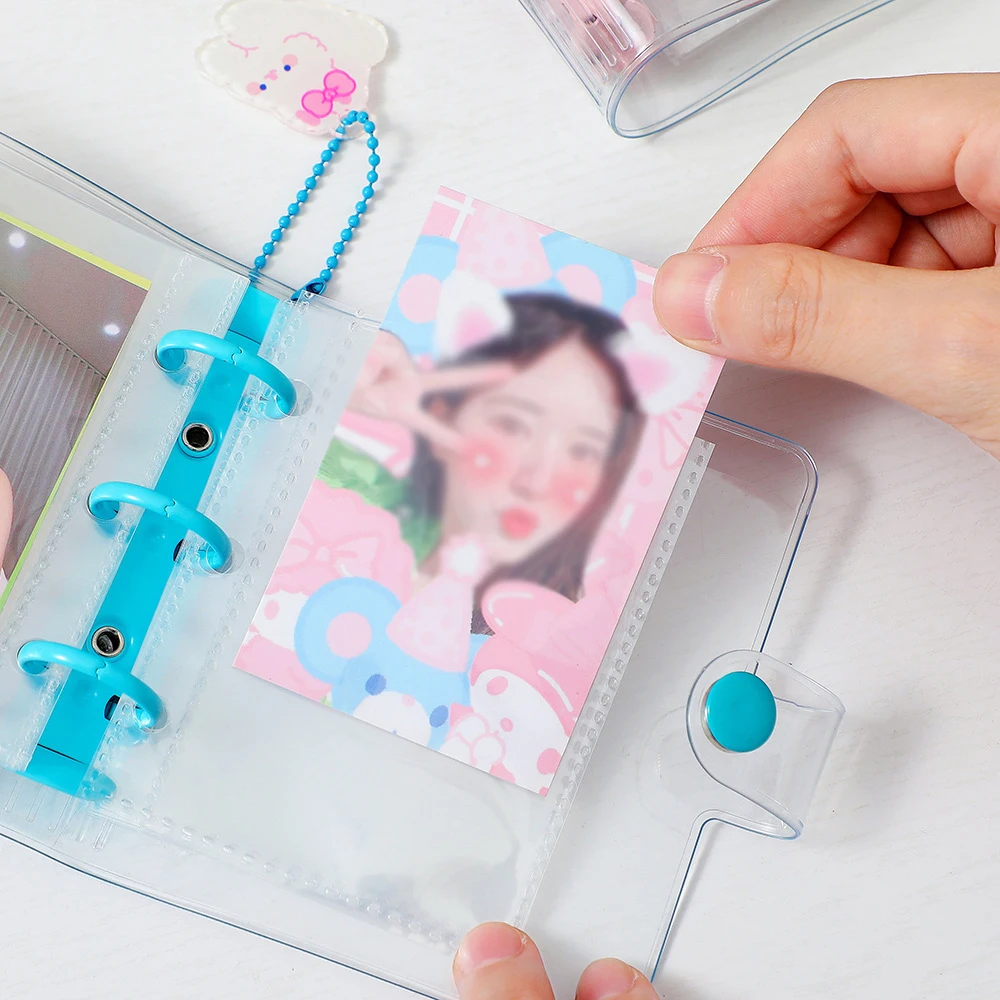 Niedliches Bären-PVC-Album mit drei Löchern für lose Blätter, transparentes Cartoon-Handbuch, für Sterne-Fotos, kleine Karten, Aufbewahrungsalbum, Kartenbuch – Detail 8