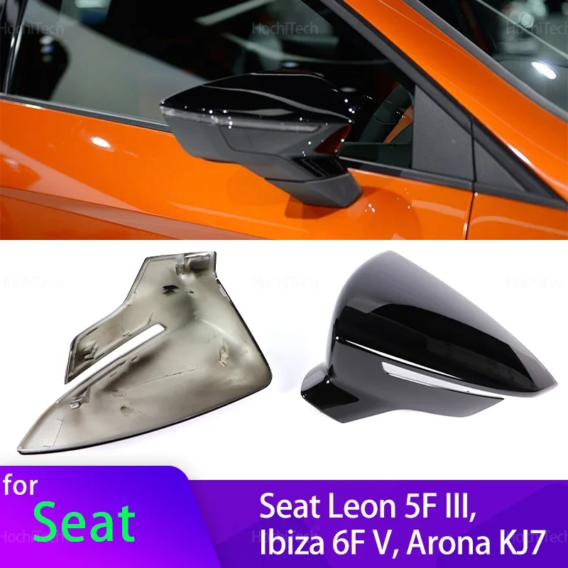 

Для Seat Leon Lion 5F III ST FR Cupra, Ibiza 6F V KJ1 , Arona KJ7 из углеродного волокна глянцевые черные сменные боковые зеркальные крышки крышка