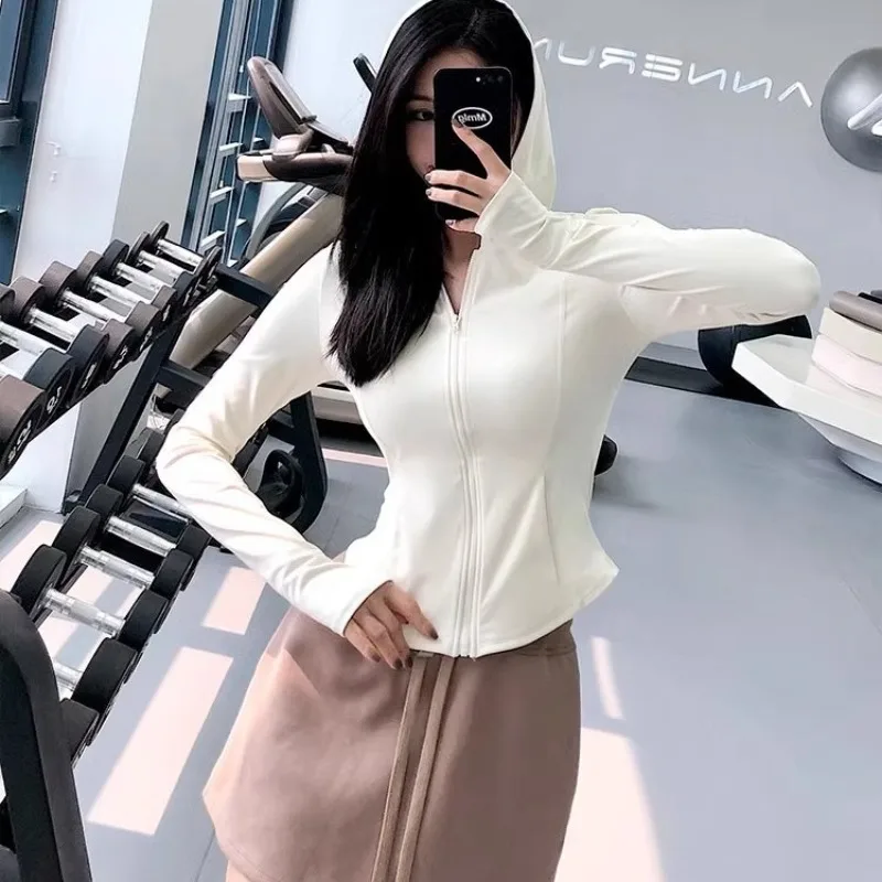 2024 Women's Thumb Jackets New Long Sleeve Running Coat Yoga Gym Fitness Tight Tops Quick-Dry Breathable Sports Jacket Women