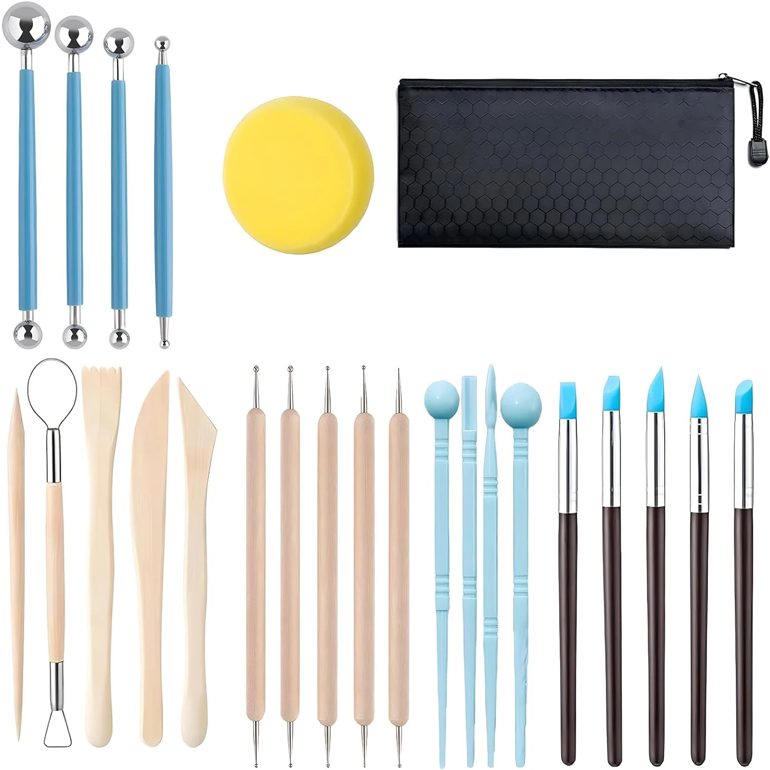 

25PCS Clay Tools Kit for Sculpting and Pottery Includes Polymer Clay Tools Sculpting Tools Clay Carving Tools Pottery Tool Kit