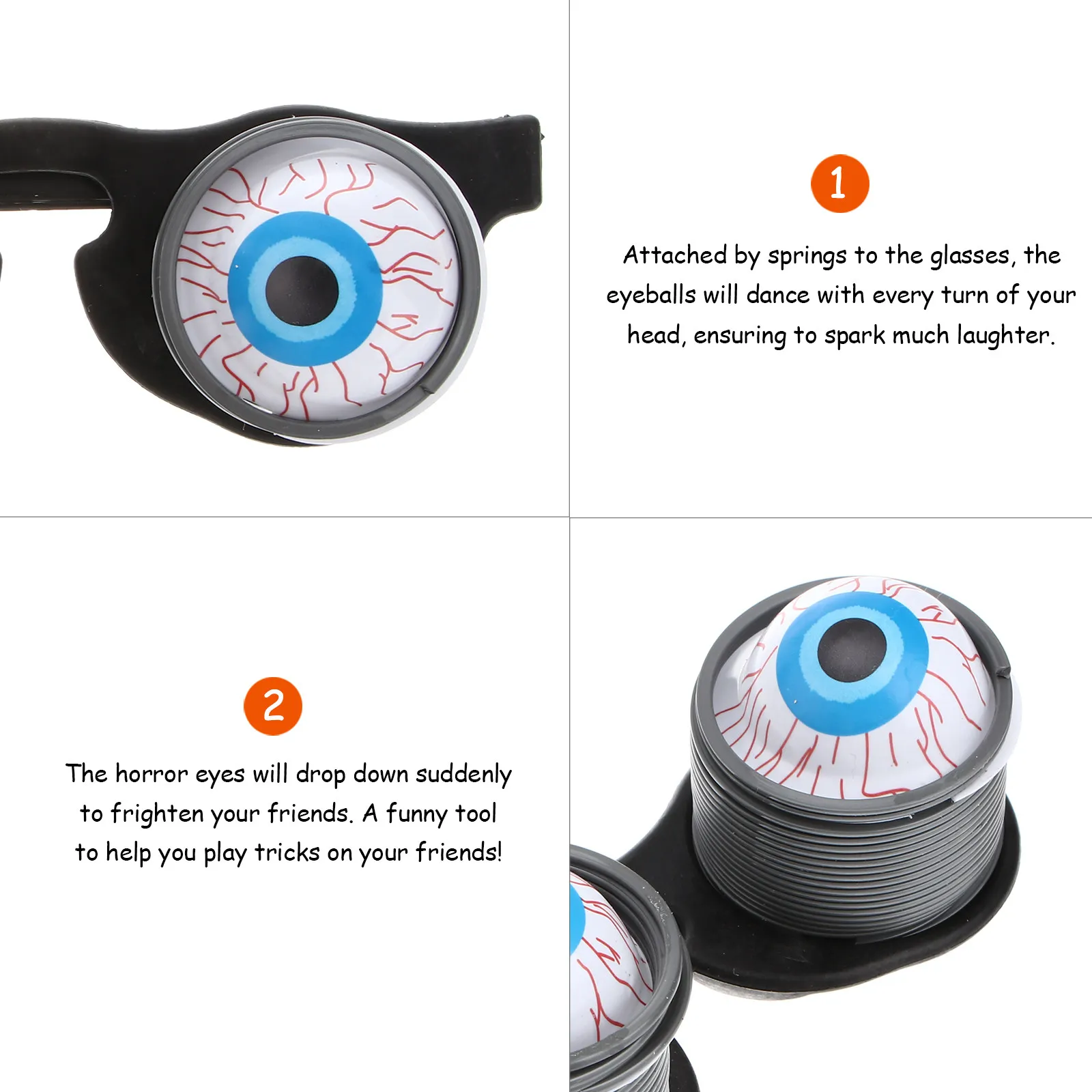 Horror Eyeball Glasses Spring Moving Fake Eyes Funny Prank For Halloween Party Costume Gag Gift Accessory
