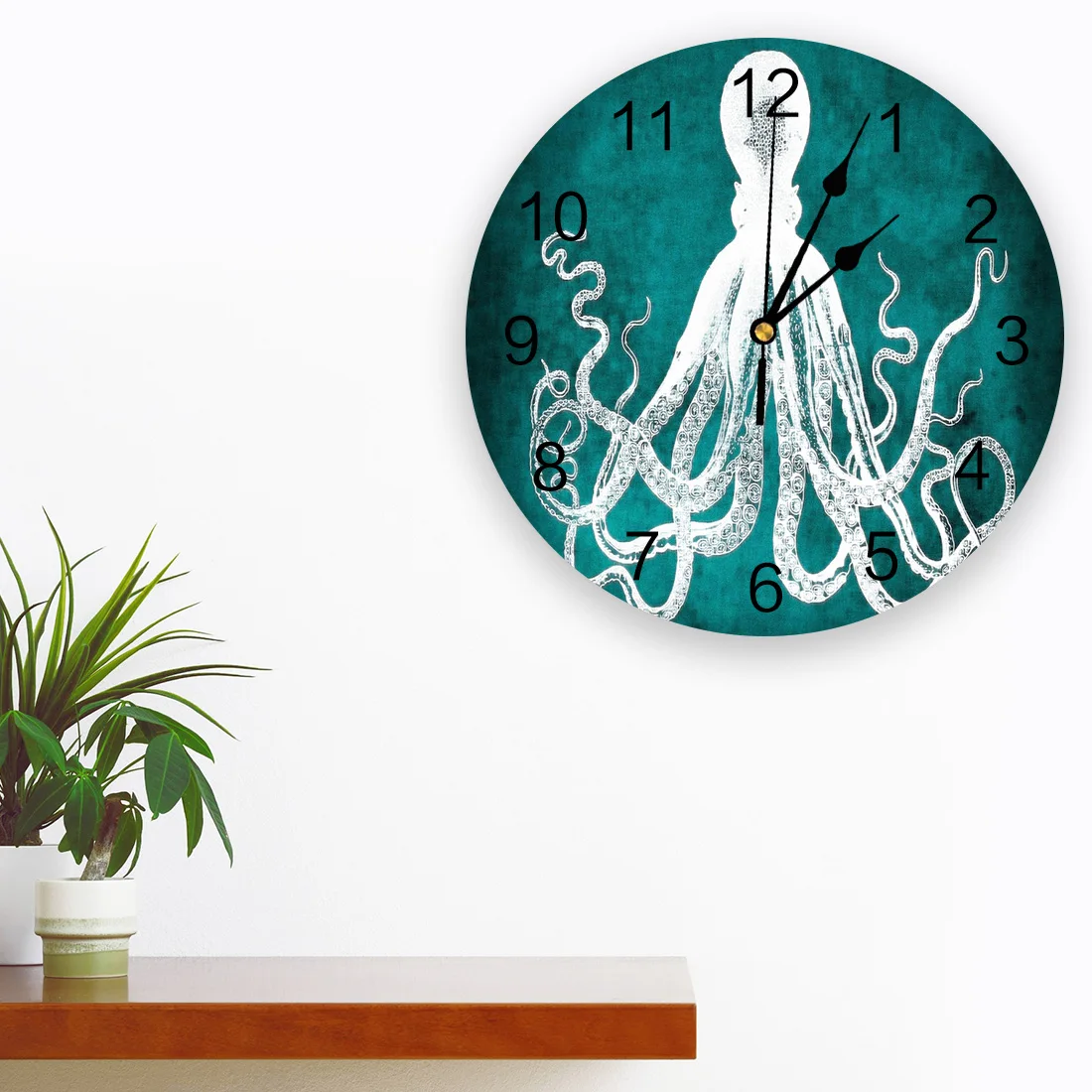 Animal Octopus Retro Texture PVC Wall Clock Living Room Decoration Wall Clock Modern Design Home Decore Wall Digital Clock