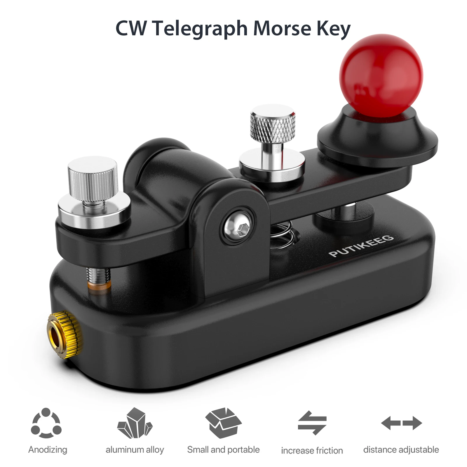 Putikeeg Morse Code Straight Key, Morse Code Single Paddle Key（black）