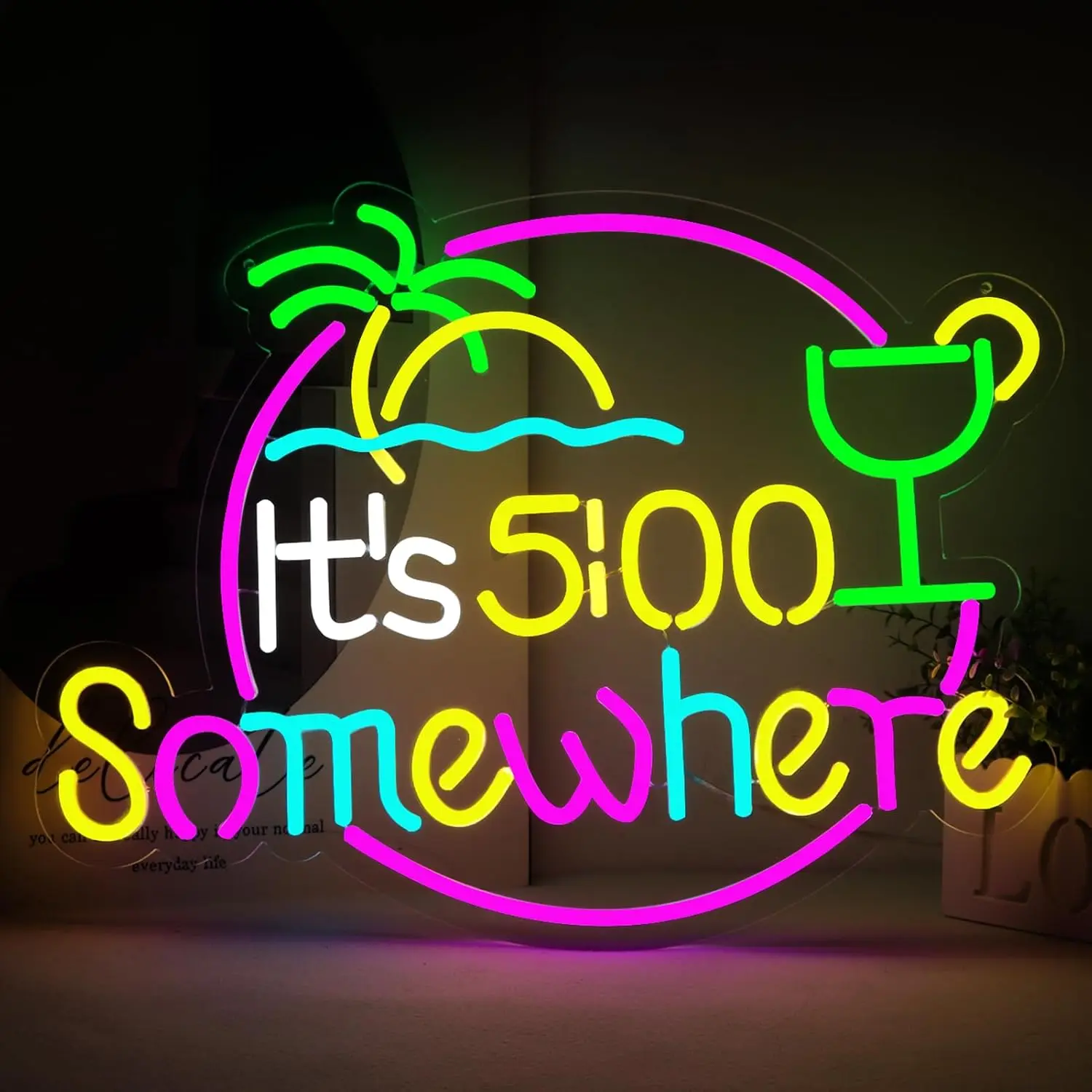 21.6 "x 16.2" حجم كبير It'5:00 في مكان ما النيون الفن الجدار الخفيفة لشريط نادي ويندوز فندق حانة مقهى حفل زفاف ديكور هدية