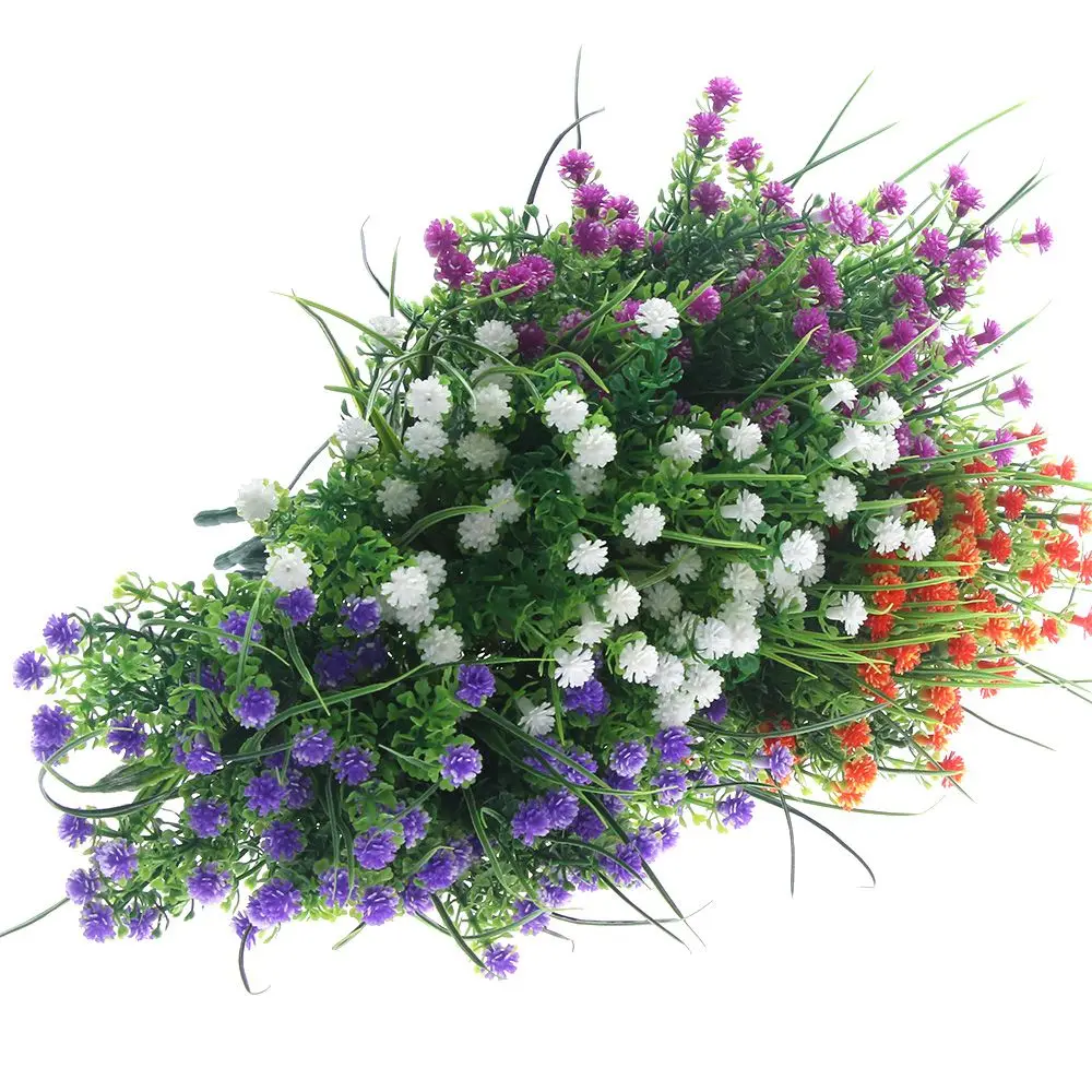 プラスチック造花屋外 UV 耐性造花装飾緑庭低木植物ホームウェディングパーティーの装飾
