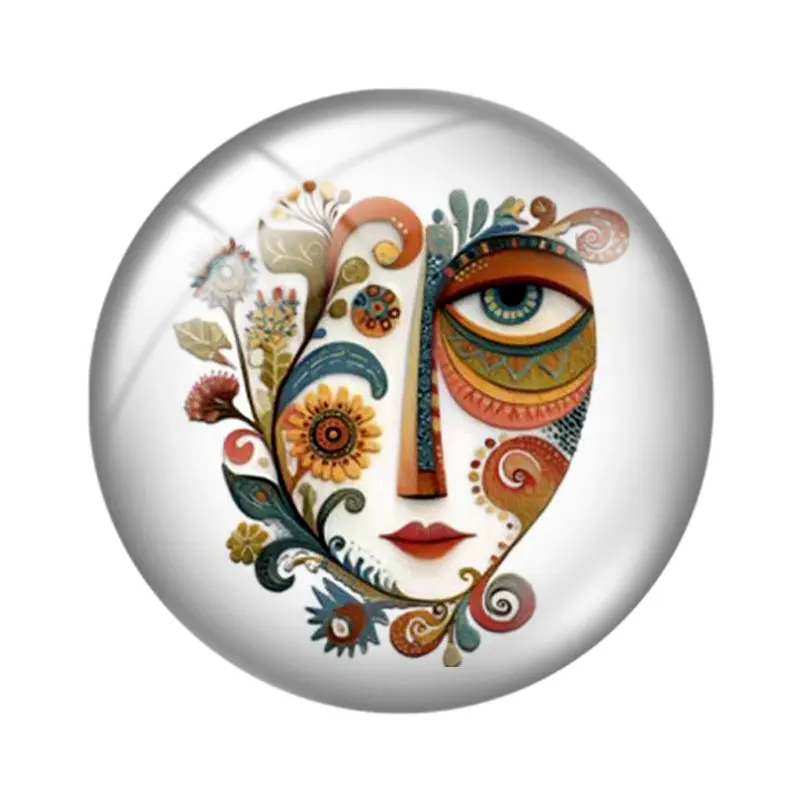 Abstract Faces Clipart  10pcs 12mm/18mm/20mm/25mm Round photo glass cabochon demo flat back Making findings
