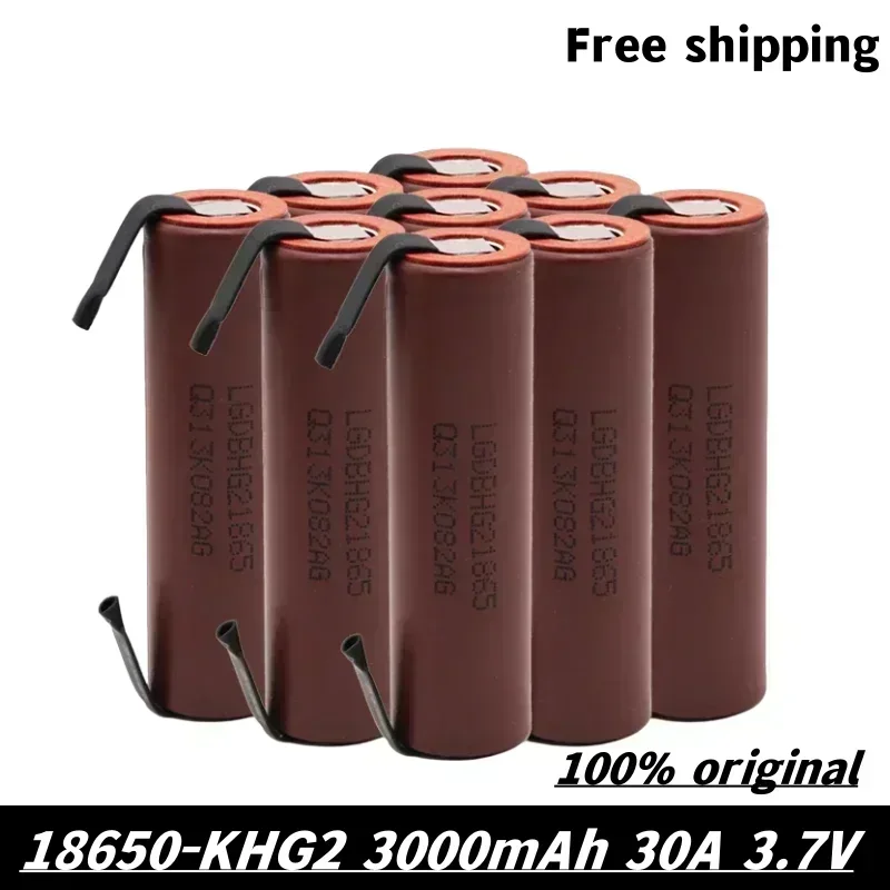 

Original ForLG HG2 3000mAh battery 3.6v 18650 battery with strips soldered battery for screwdrivers 30A high current+DIY nickel