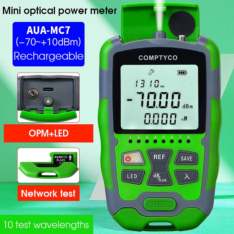 AUA-MC7 Rechargeable Three in One Optical Fiber Tester with LED Optical Power Meter for FTTX Use