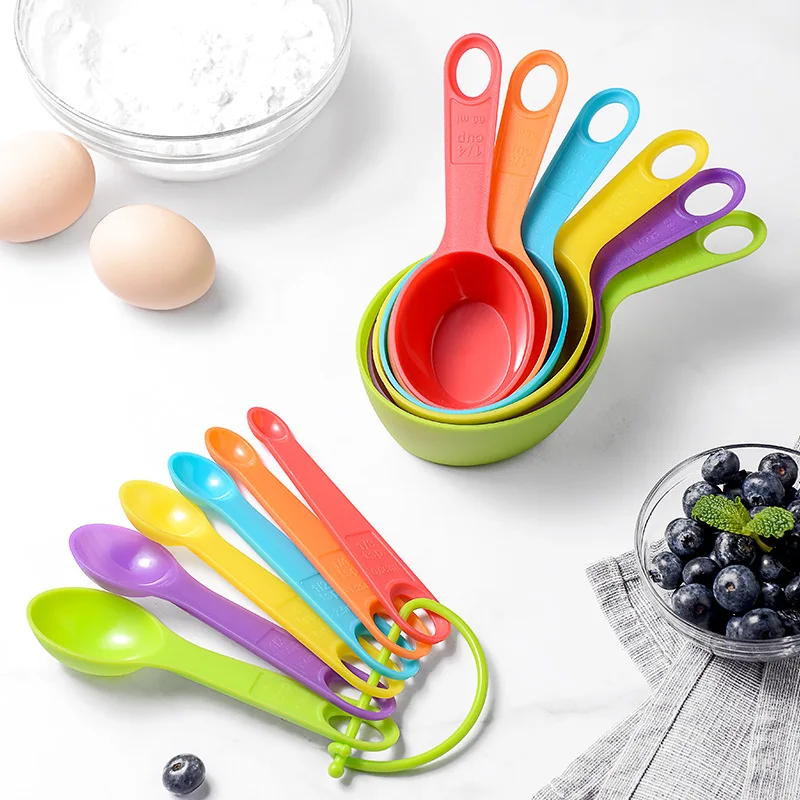 12pcs measuring spoon plastic color measuring spoon measuring cup combination graduated measuring cup baking tool