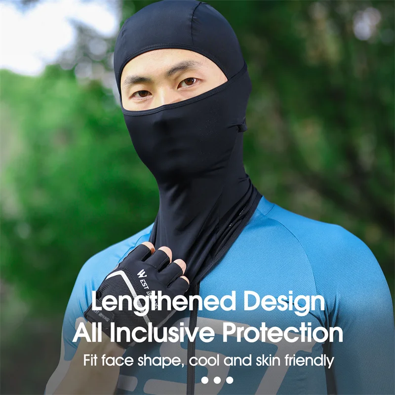 WEST BIKING Summer Cycling Ice Silk Balaclava Motorcycle Bicycle UV Protection Full Face Caps For Men Outdoor Hiking Sports