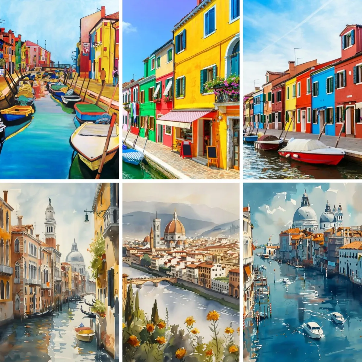 Италия Grand Canal Алмазные художественные наборы Ремесла для рисования драгоценными камнями, Basilica Santa Maria Della Salute, Island of Burano Colorful Homes Италия Grand Canal Алмазные художественные наборы Ремесла для рисования драгоценными камнями, Basilica Santa Maria Della Salute, Island of Burano Colorful Homes