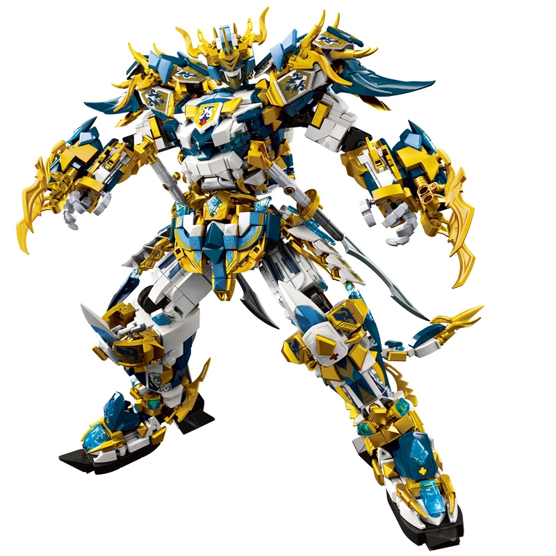 SunWuKong Warrior Mech Robot Building Blocks MOC Chinoiserie Action Figure Brick Children City Construction Display Toy