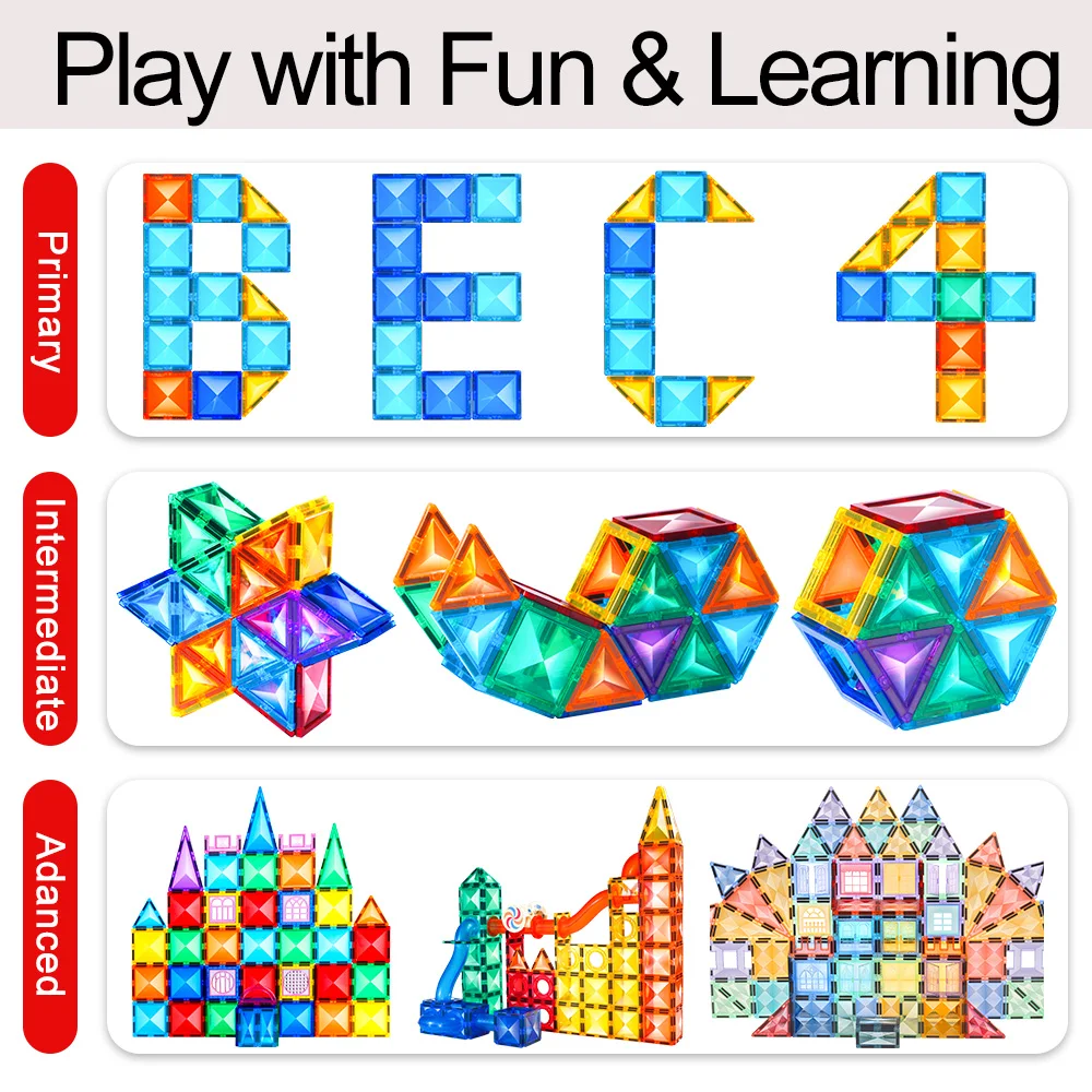 Montessori Stem Building Blocks Brinquedos para Crianças, Azulejos Magnéticos, Aprendizagem, Educação, Construção, Empilhamento, Crianças, Girls Puzzle Game